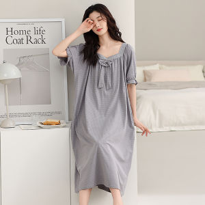 MiiOW | Pure Cotton Summer Thin Short Sleeve Dress Sleepwear Loose Comfortable Home Clothes For Women Cat Person MiiOW Sleep Dress