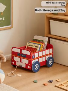 DOUMIBAOBEI | Early Education Toy Storage Car Wooden Hand Pull