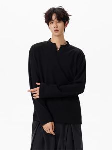 JIARONG | Áo Lót Dài Tay Henry Collar Thoáng Mát Thoải Mái Rộng Rãi Thân Thiện Với Da