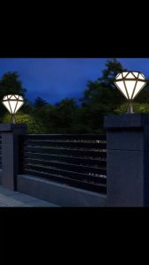 Solar Diamond Pillar Light Outdoor Floor Villa Courtyard LED Lamp Bright Gate Doorpost Landscape