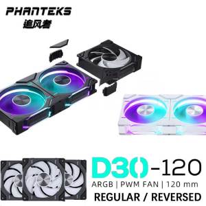 Phanteks D30-120 case 120mm Fan Regula/ Reverse Airflow 4pin PWM 30mm Thick/ four-sided Magic Color Wireless Stitching