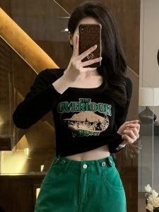 Slim Fit Short Sleeve Long Sleeve T-Shirt Women Spring Autumn New Style Fashionable Slimming Hot Girl Base Shirt Top Trendy