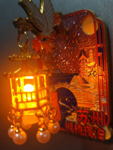 Shanghainese Style Glowing Lantern Magnetic Fridge Patch Tourism Souvenir Creative Cultural Gift for Friends Night at Fengqiao