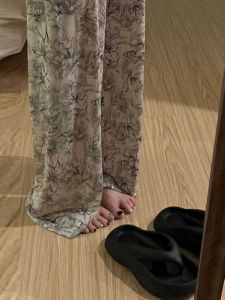 Quần Ống Rộng Bằng Lụa Băng Mỏng Dài Đến Sàn Phong Cách Trung Hoa Mới Cho Nữ Mùa Hè Quần Ống Rộng Cạp Cao Không Đối Xứng