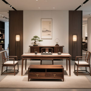 North American Black Walnut Wooden Tea Table And Chair Set New Chinese Style Ming Dynasty Aesthetic Middle Ancient Zen Spirit