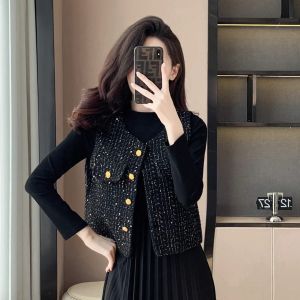 เสื้อแจ็คเก็ตแขนกุดสไตล์สตรีทแฟชั่นสำหรับผู้หญิงในฤดูใบไม้ร่วงและฤดูหนาว เสื้อคลุมกันหนาวแบบลำลองที่สวมใส่สบาย