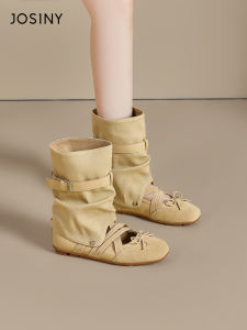 Josiny | Detachable Buckle Soft Bottom Stacked Boots Single Shoes