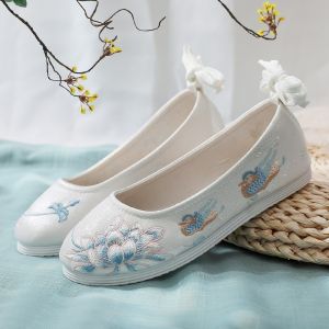 New Arrival Original Flats Shoes for Han Chinese Clothing Cloth Shoes Embroidered Shoes Tendon Sole Minimalist Daily Antique and Ethnic Style Flats Flats