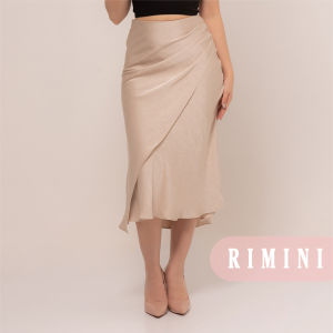 RIMINI - Rok Span Satin Panjang  Asymmetrical Pleated Size XS-XL - Kevka Skirt CC31363