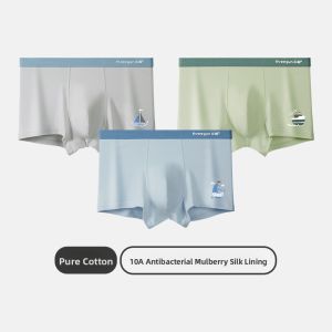 THREEGUN | Pure Cotton Antibacterial Teenage Boxer Shorts Three Pack Loose Fit Boys Underwear Breathable Comfortable All Season Wear