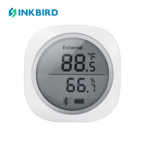 Inkbird IBS-TH1 Plus Bluetooth Temperature Humidity Data Recorder Logger Monitor Indoor/Outdoor Room Hygrometer Big LCD Screen External Metal Probe Support IOS and android APP Mushroom Greenhouse GerminationC/F Reading Magnetic Back