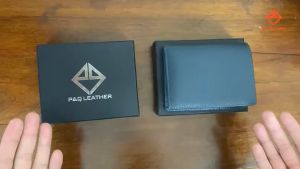 Ví nam da Saffiano cao cấp dáng đứng PQ Leather PV17 da thật full hộp làm quà tặng bảo hành 12 tháng