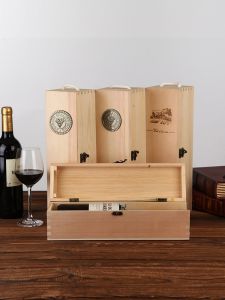 Red Wine Wooden Box Single Red Wine Box Wine Gift Box Wooden Red Wine Packaging Box Pine Wine Box
