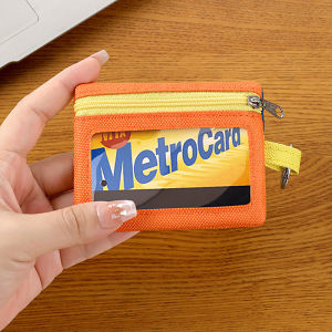 Japanese-style Cute Color-blocked Mini Canvas Zipper Wallet Delicate Key ID Organizer Portable Coin Bus and Subway Card Holder Purse