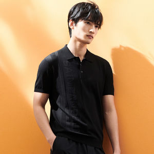 Summer Business Casual Mens Polo Shirt Black
