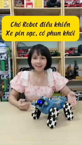 Xe Chó Robot điều Khiển Từ Xa 8 Bánh Xoay 360 Độ Có Đèn Có Phun Khói Đi Được Nhiều Địa Hình Cho Bé