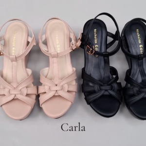 Nicholas Edison Wedges Carla Sepatu Sandal Tali Wanita Peeptoe