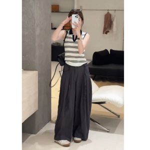 YUEZHONGWEI | Áo Vest Không T Tay Sọc Màu Ngắn Slimming