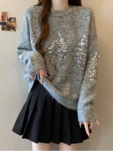 AIYITI | Lustrous Rhombic Oversized Knit Sweater