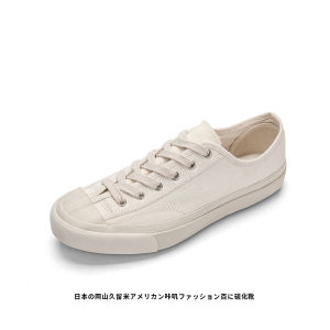 Moon Japan Okayama Canvas Shoes Long-Lasting Rice Vulcanized Shoes Mens Couple Retro White Shoes Autumn Breathable Low-Top