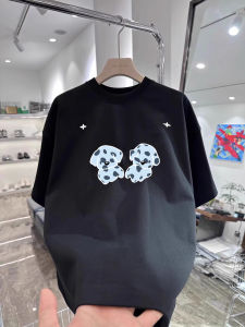 Áo Thun Nam Tay Ngắn in Hình Chó Họa Tiết Sọc American High Street Cotton Nguyên Chất Cổ Tròn Dáng Rộng Thời Trang Mùa Hè