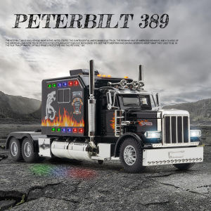 1/24 peterbilt 389 Diecast Xe Tải Đầu zhiguan kẽm Đồ chơi mô hình hợp kim xe ô tô ánh sáng và âm thanh quà tặng sinh nhật cho bộ sưu tập trẻ em mô hình đồ chơi kéo lùi cho bé trai