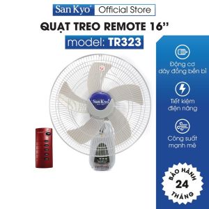 Quạt Treo Tường Remote Sankyo - Động Cơ Motor Dây Đồng - Điều Khiển Từ Xa - Hẹn Giờ - Đèn LED - Cỡ Lớn 16 Inch