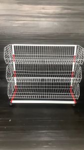 ชั้นตะกร้า แบบ 3 ชั้น 120ซม. รุ่นจัมโบ้ มีล้อ ชั้นตะแกรงใส่ขนม ใส่สินค้า สำหรับร้านค้า ลวดหนา แข็งแรง รับน้ำหนักได้มาก