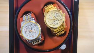 Fashionable Hollow out Steel Band Mens Watch Automatic Mechanical Waterproof Night Light round Shape Quartz Movement