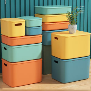 Colorful Home Storage Stackable Organizer Storage Box Plastic Bin Container With Cover