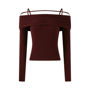 Áo Knit Ôm Dáng Trễ Vai Cho Nữ