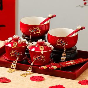 Red Wedding Tea Set For New Couples