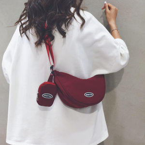 Trendy Japanese Style Nylon Dumpling Shaped Crossbody Bag Womens Small Commuter Bag Versatile Shoulder Bag for Young Adults