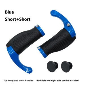 1 Pair Bicycle Handlebar Grip Long and Short Ergonomic Anti Skid Lock on Handle Cover with Bar Ends Grips MTB Bike Accessories
