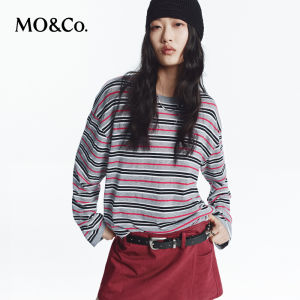 MO&Co. | Lightweight Silk-textured Striped Oversized Drop-shoulder Sweater