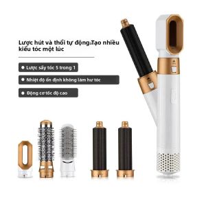 Máy Sấy Tóc Đa Năng 5 Trong 1 Máy Uốn Tóc Máy Làm Thẳng Tóc Lược Tạo Kiểu Tóc Nóng Dụng Cụ Tạo Kiểu Tóc Chuyên Nghiệp Cho Thợ Cắt Tóc Với Mâm Nhiệt Gốm Tourmaline