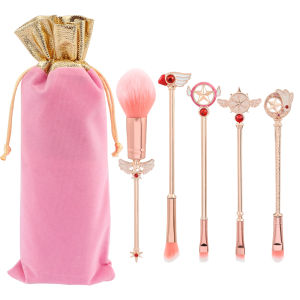 5pcs/set Card Captor Sakura Metal Handle Soft Fluffy Makeup Brush Anime Cosmetics Powder Brush Pink Eyeshadow Eyebrow Brush