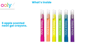 🍎Fresh Pick Apple Scented Gel Crayons - Set of 6🍏 สีเทียนเนื้อเจลเรืองแสง กลิ่นแอปเปิ้ล 🍎⚡️🍏