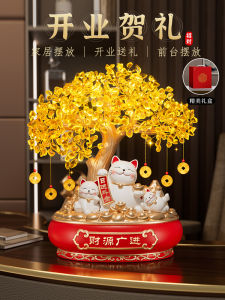 Lucky Cat Figurine Wealth Attraction Home Decorations Living Room Shop Counter Decoration Resin Handmade Craft Moving Opening Gift