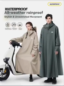 Motorcycle Cycling Raincoat for Adults PVC Fabric One Piece Heavy Rainproof Thickened And Lengthened Rain Poncho