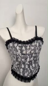 4-สายเดี่ยวลูกไม้ มีฟองน้ำสม็อคหลังแต่งลูกไม้เซ็กซี่มินิมอล ส่วนผสม: 736 ราคาที่สะดวกสบาย