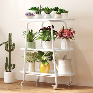 Modern Minimalist Iron Art Flower Stand Luxury Simple Indoor Balcony with Wheel Living Room Floor Multi-layer Succulent Plant Pot Rack