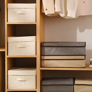 กล่องพับได้ มีฝาปิด กล่องใส่ของ กล่องใส่ผ้า หลายช่อง เก็บชุดชั้นใน ถุงเท้า วัสดุผ้า Cutieworld