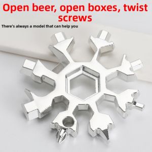 OUSHIDUN | Multi-purpose Snowflake Wrench Keychain Bottle Opener Hex Key Tool