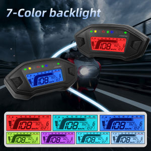 HD Motorcycle LED Digital Tachometer 0-13000RPM 7 Colors Backlight Dashboard with Sensor Universal Odometer For 124 Cylinder