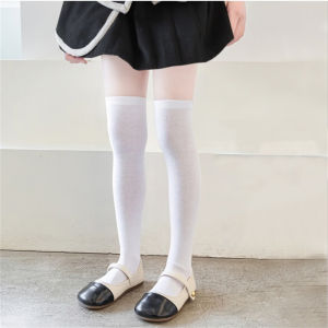 Girls White Overknee Long Socks Spring And Summer Simple Childrens Socks Boys Black Football Socks 1-12Years Student Stockings
