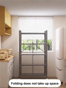 Foldable Kitchen Rack Organizer Multi-function Foldable Metal Rack Kitchen Office Shoe Rack  Organizer Space Saver