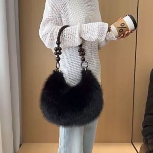 SEA YADOU ฤดูใบไม้ร่วงและฤดูหนาวใหม่กระเป๋าเกี๊ยวผ้าพลัฌแบบใหม่กระเป๋าถือลูกปัดประเภทเกี๊ยวนุ่มกระเป๋าสะพายข้างแมทช์ลุคง่ายในชีวิตประจำวัน