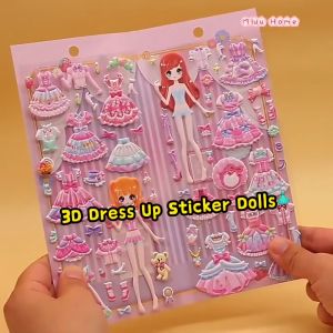 Dress Up Sticker 3D Princess Paper Doll Dress Up Puffy Stickers Anak Patung Kertas Tukar Baju Mainan Budak Perempuan 换装贴纸