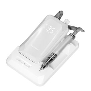 60W 35000RPM Brushless Nail Polisher Tool 0.001mm Precision Magnetic Charging Base LCD Display Rechargeable Nail Drill Device for Manicure and Pedicure